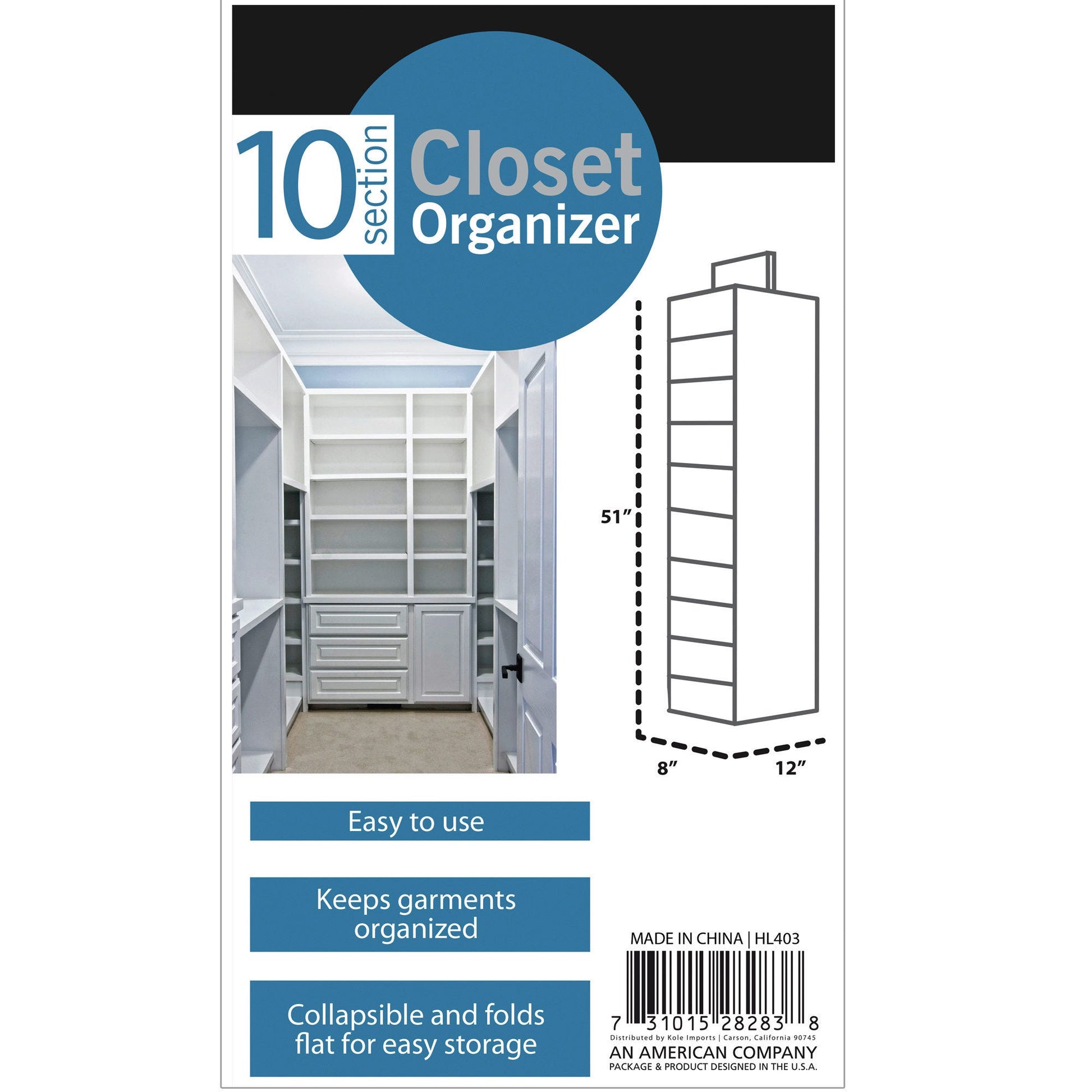 10-tier hanging sweater storage organizer -  -- 4 per box