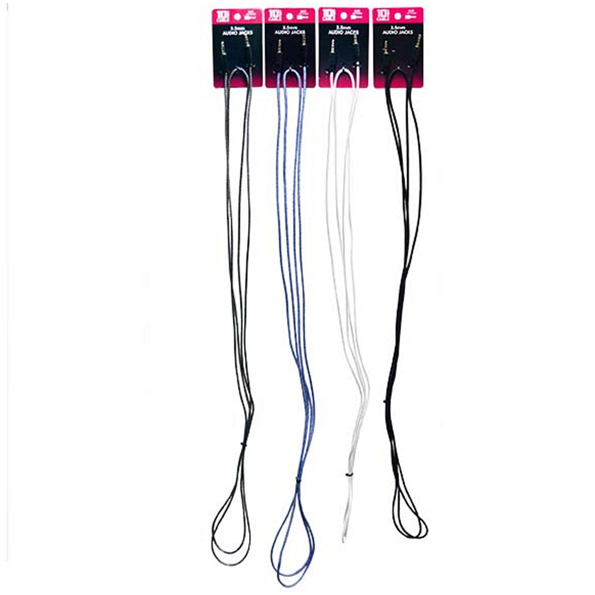 10 ft heavy duty aux audio cables - assorted colors -  -- 23 per box