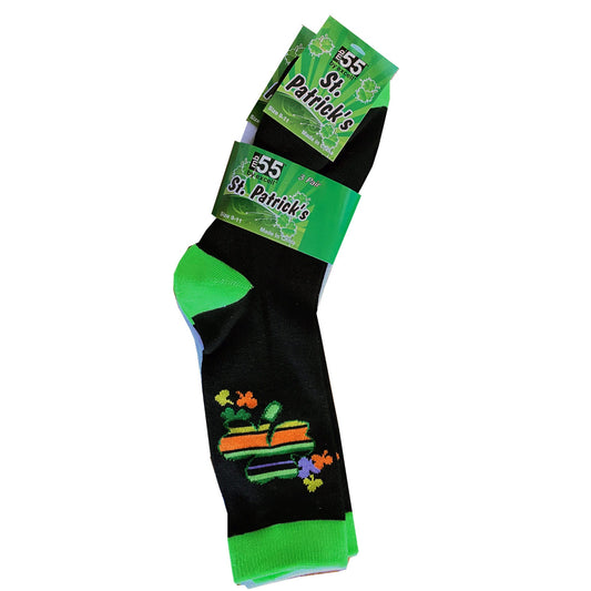 st. patrick's clover socks - assorted styles  -- 64 per box