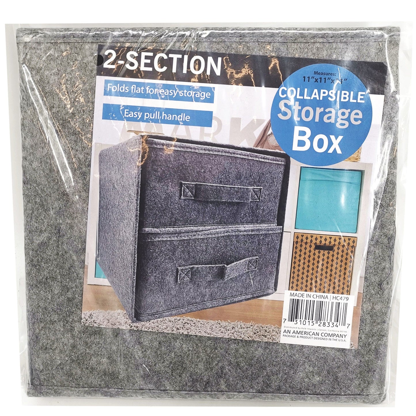 collapsible felt under bed storage with handle - -  -- 2 per box