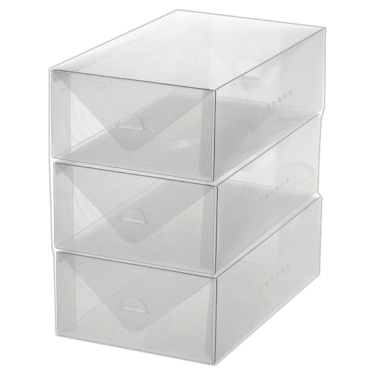 stackable shoe box storage - clear - 3 pack -- 7 per box