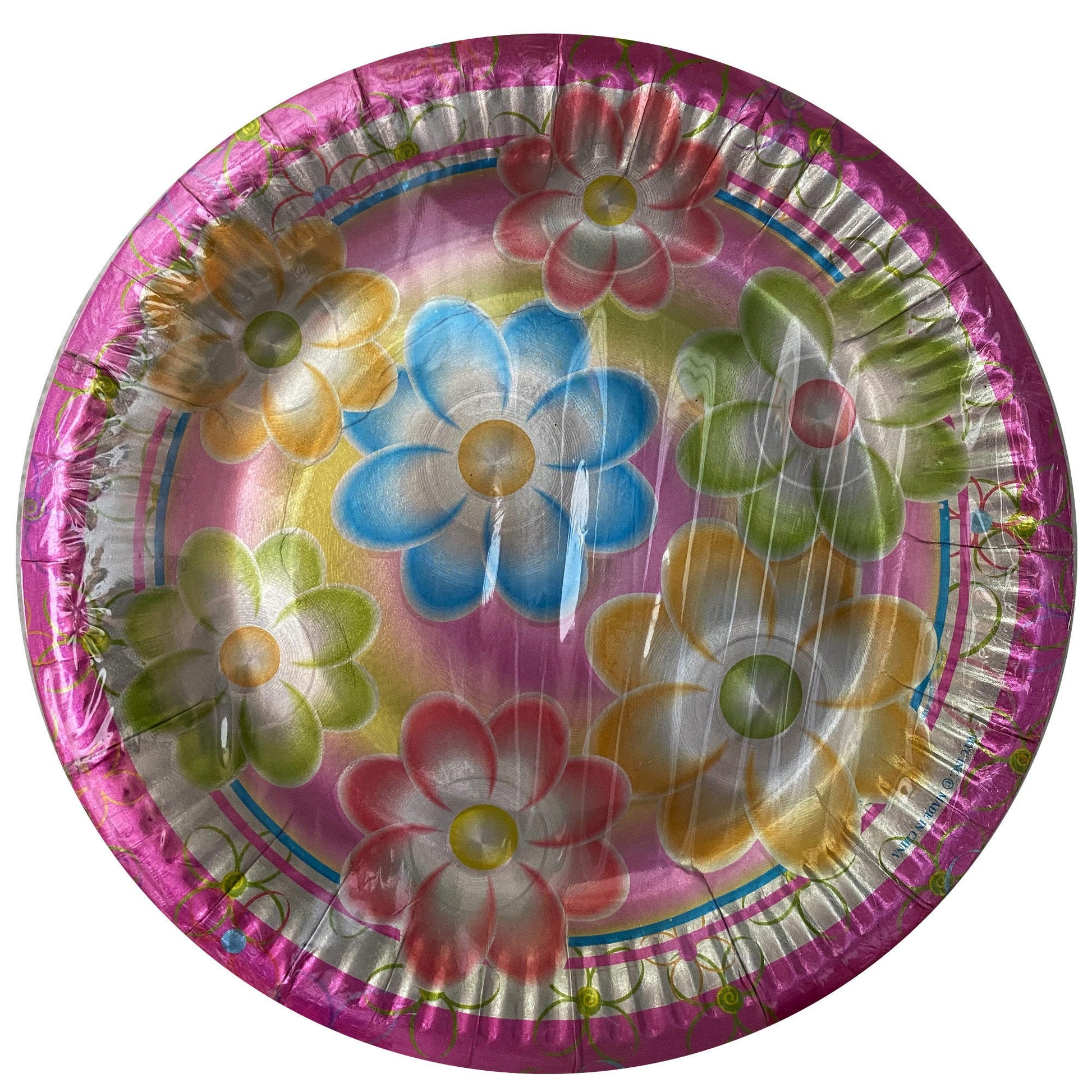 birthday flowers 6 piece 7 inch embossed plates  -- 71 per box