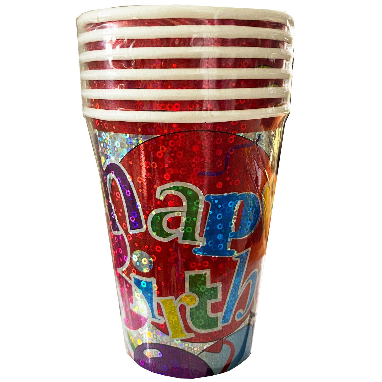 rainbow & balloons laser cups - 9 oz  -- 71 per box