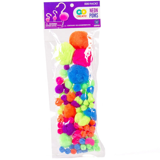 neon craft poms - 100 pack  -- 42 per box