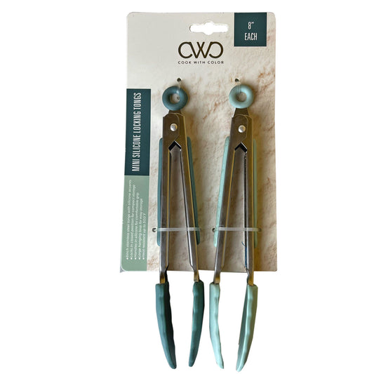 cook with color silicone locking tongs - teal -- 10 per box