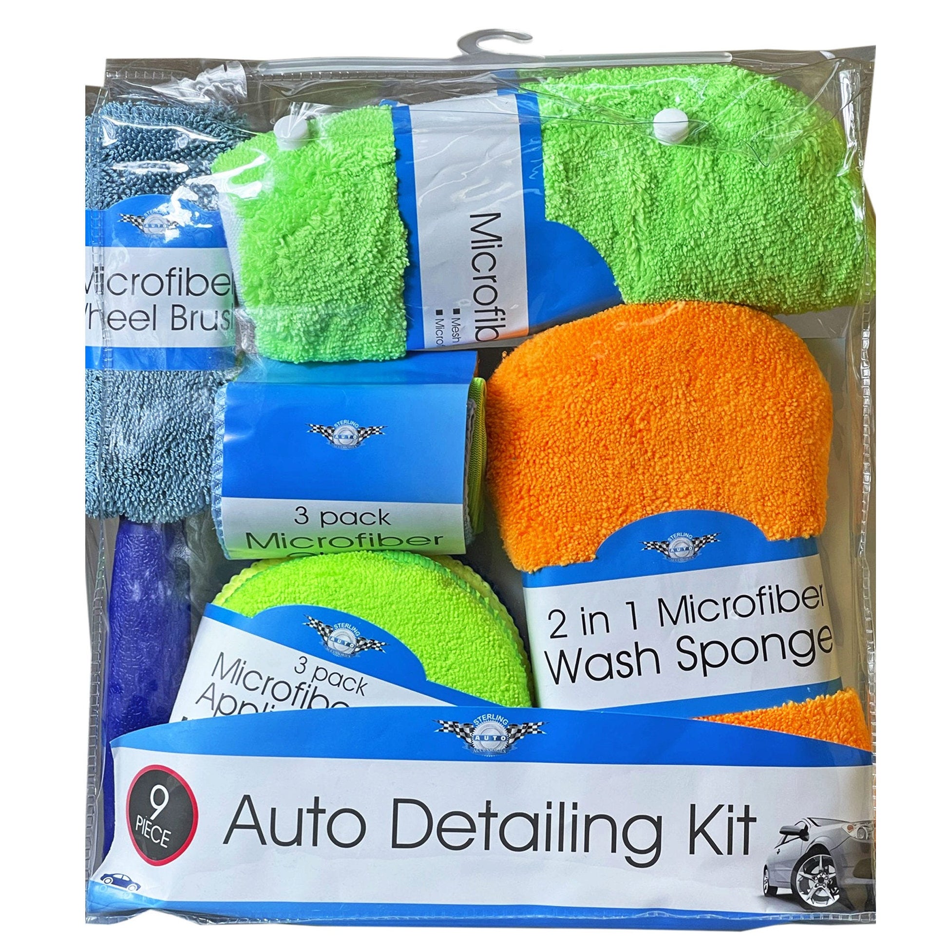 9 piece microfiber car cleaning kit -- 3 per box