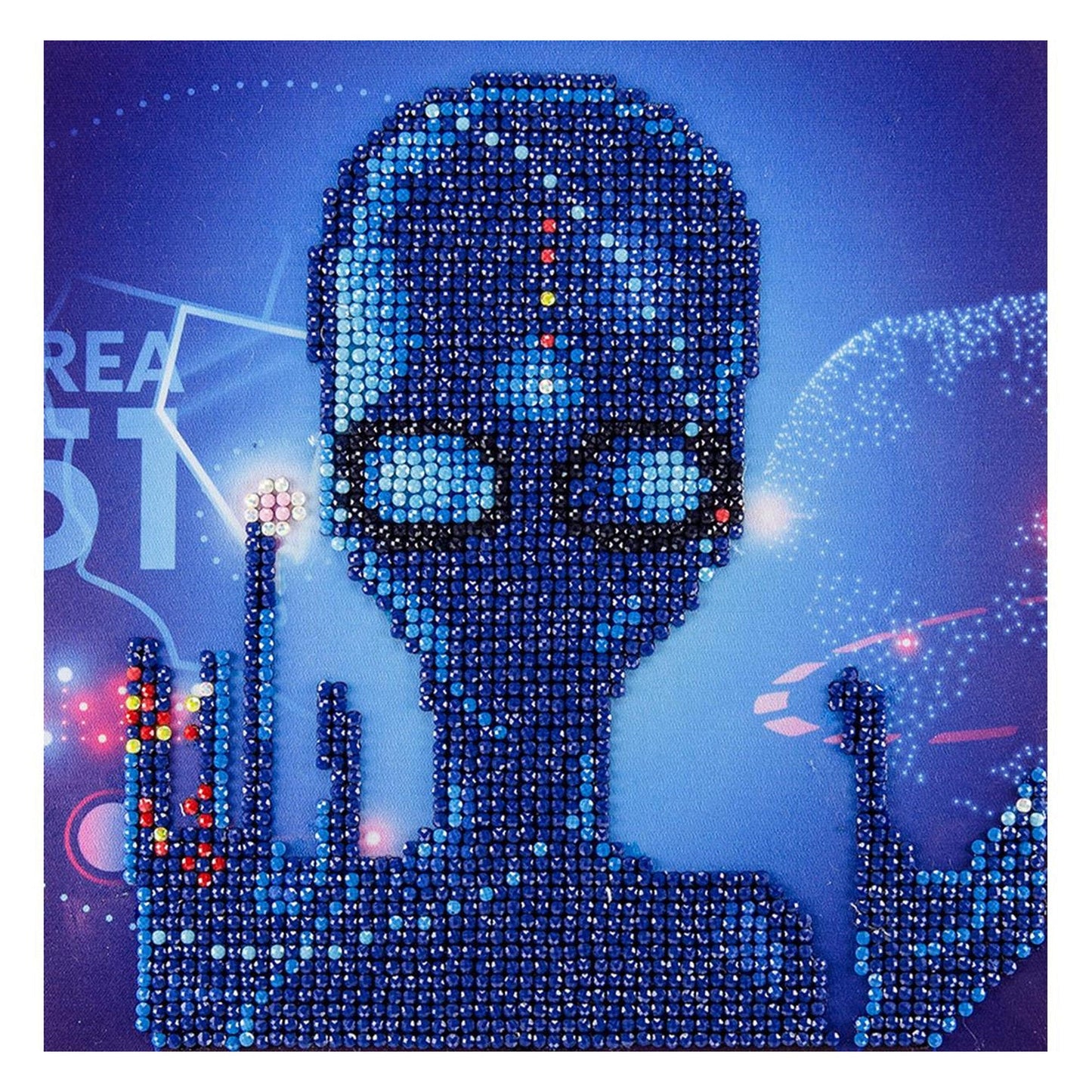 leisure arts sparkle alien art 8x8 diamond paint kit -- 17 per box