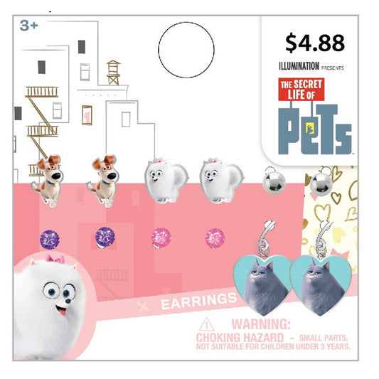 the secret life of pets earrings - 12 piece set -  -- 45 per box