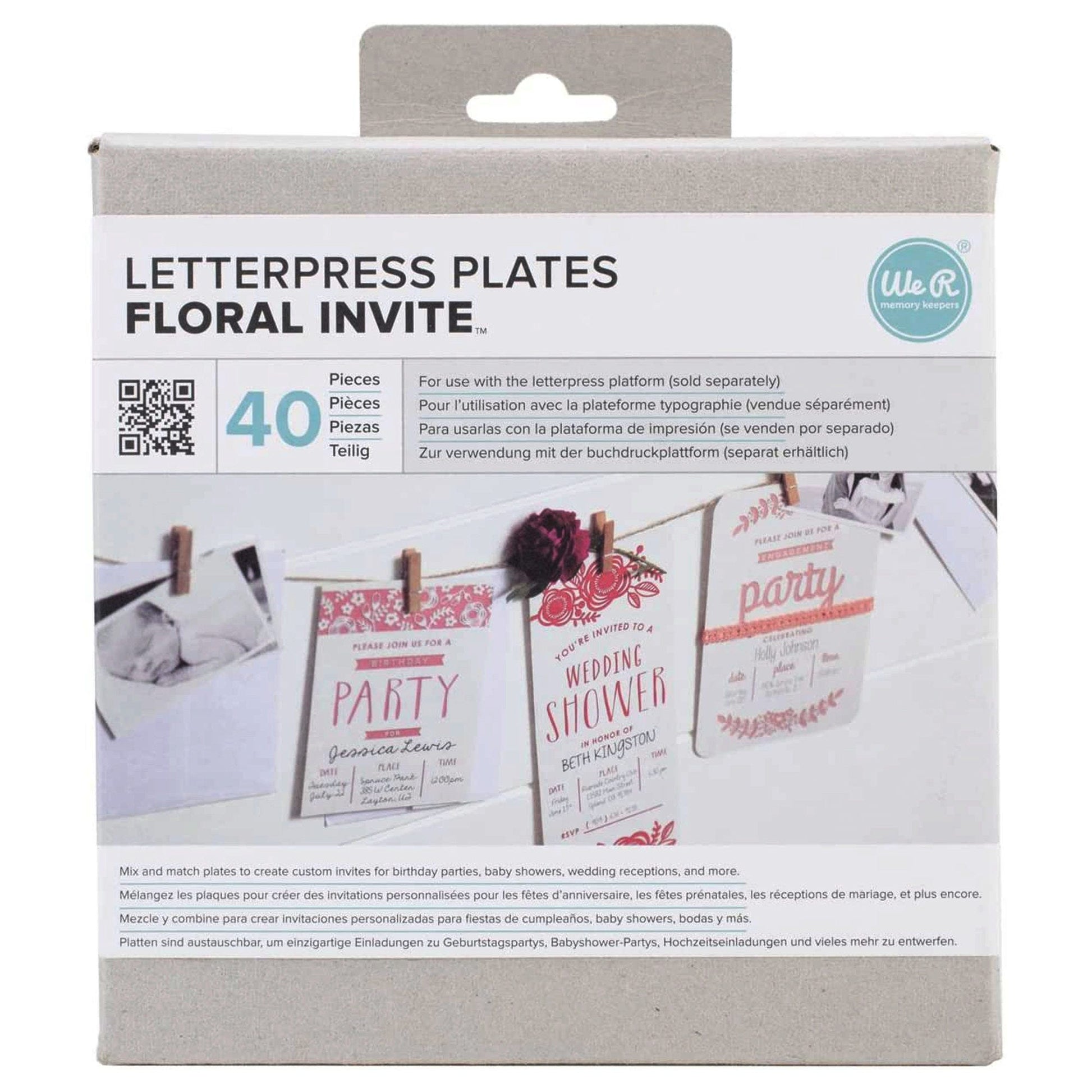 we-r letterpress plates - whimsy invite theme -- 17 per box