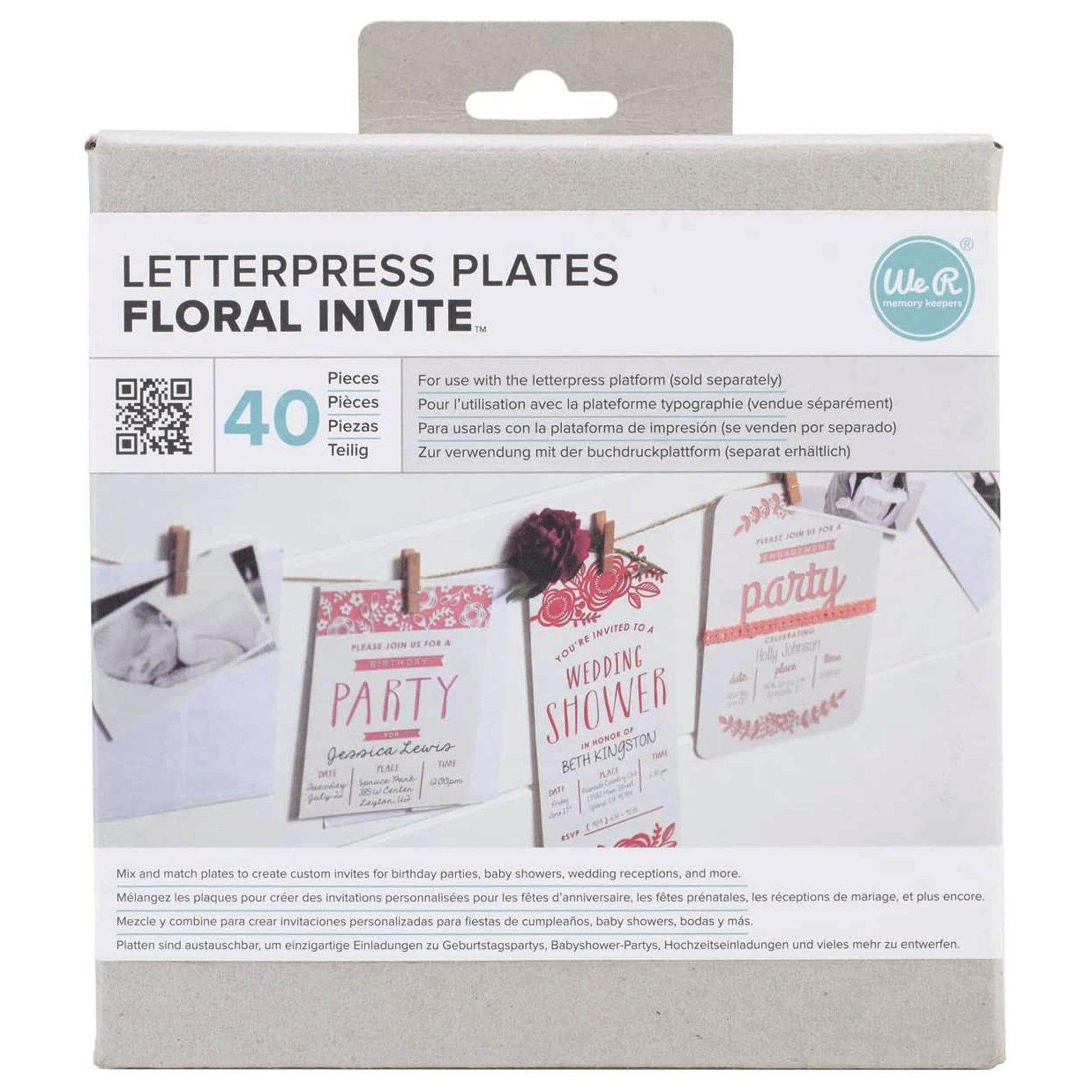 we-r 40 piece formal invite themed letterpress plates -- 17 per box