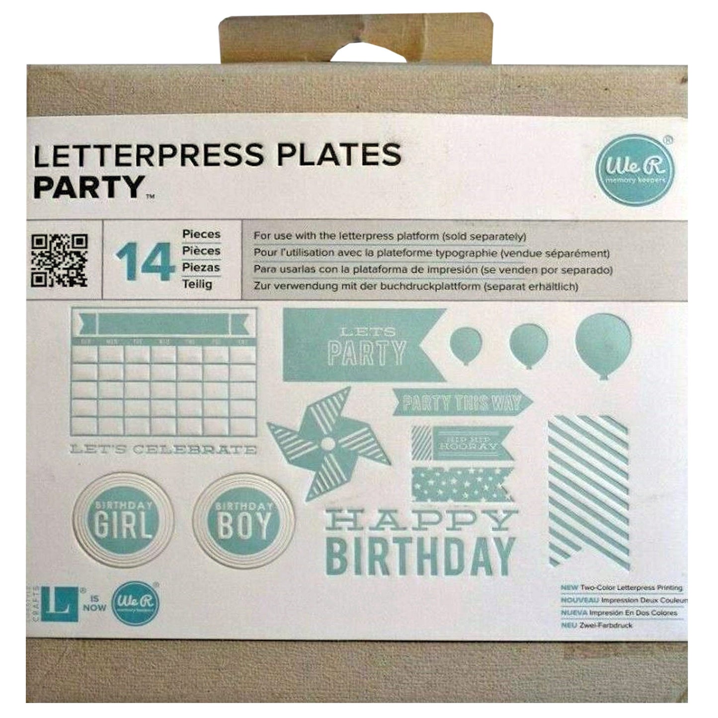 we-r letterpress plates - 14 piece party design - -  -- 17 per box