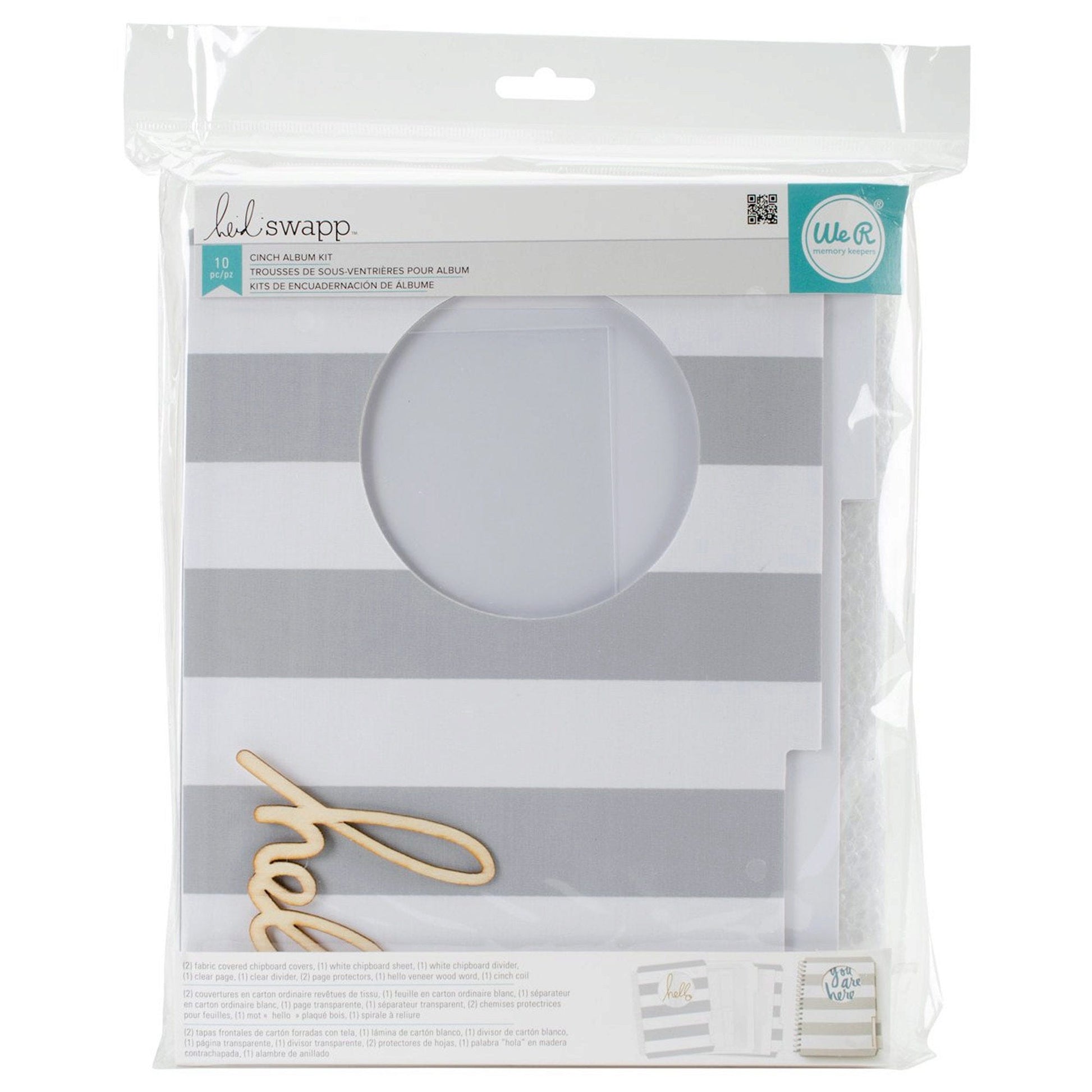 heidi swapp 10 piece cinch album grey striped fabric design file kit -- 17 per box