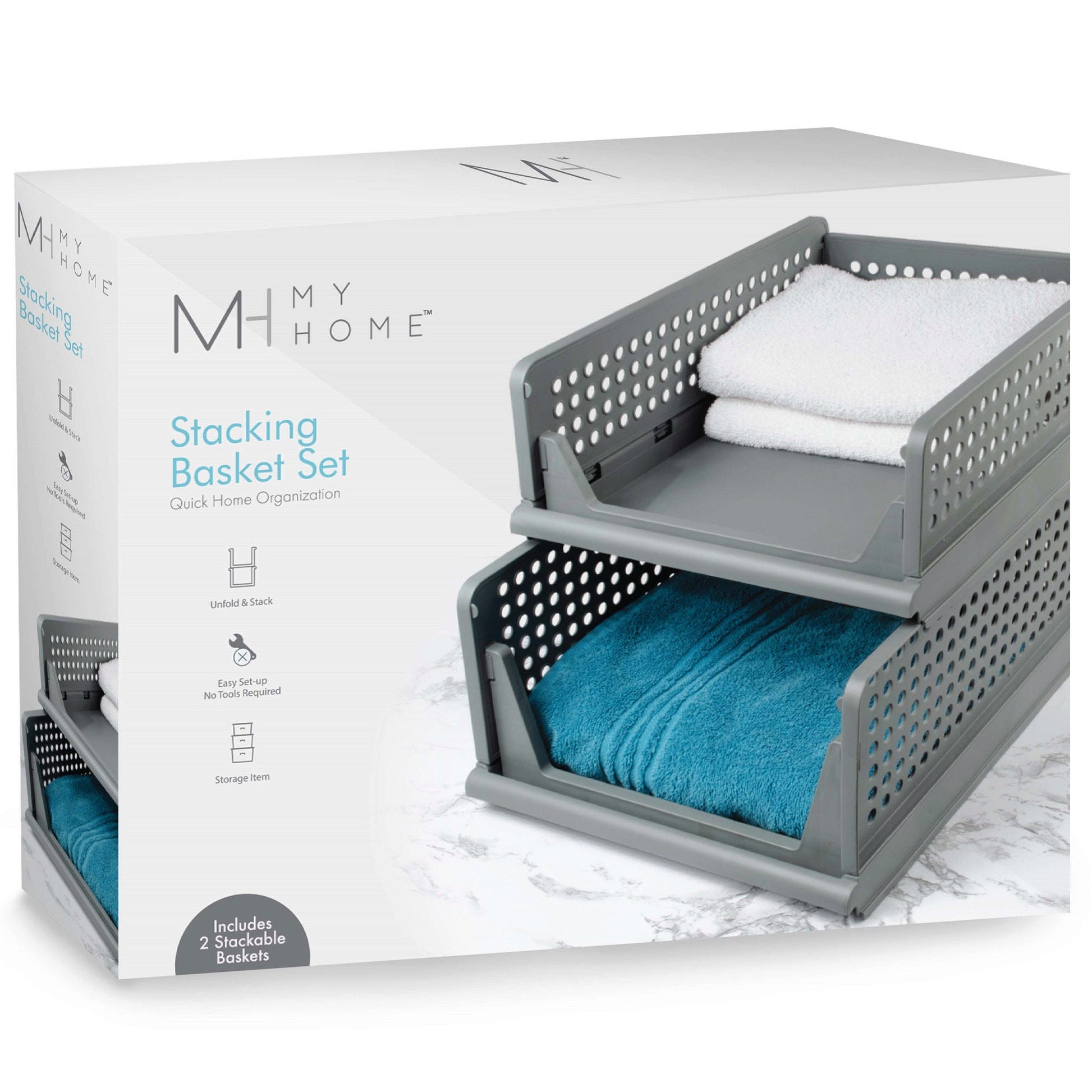 my home stacking basket set - 2 piece - -  -- 3 per box