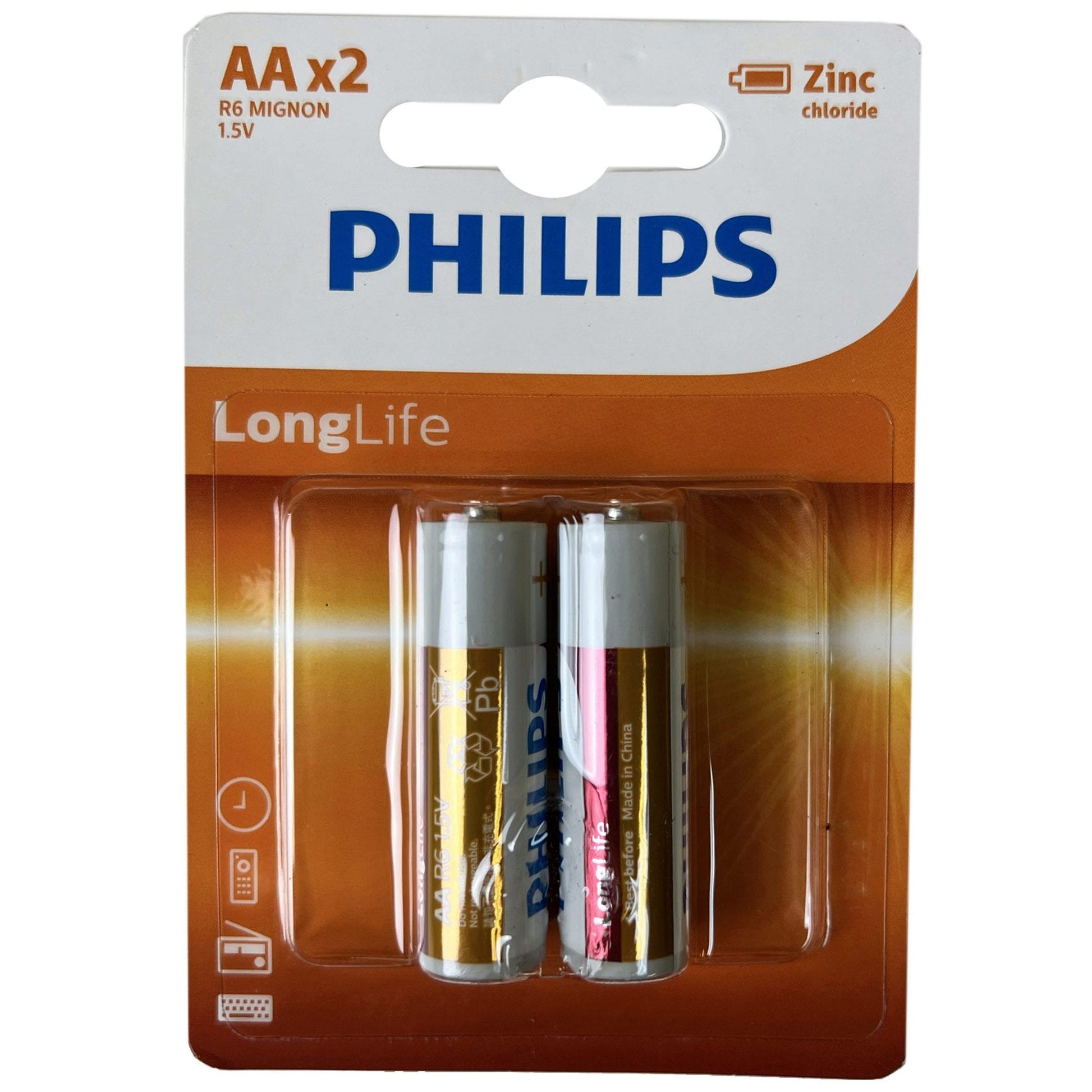 philips long life zinc chloride aa batteries - 4 pack -  -- 35 per box