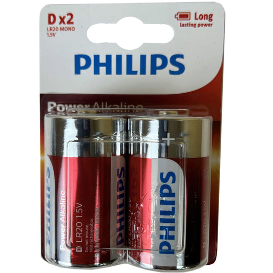 philips power alkaline d batteries - 2 pack -- 20 per box