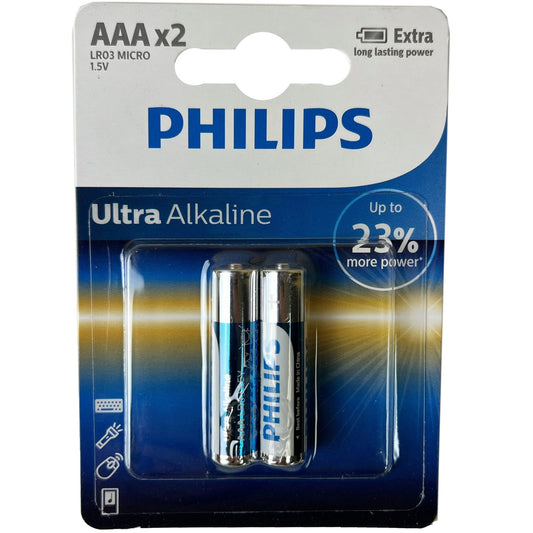 philips ultra alkaline aaa batteries - 2 pack  -- 60 per box