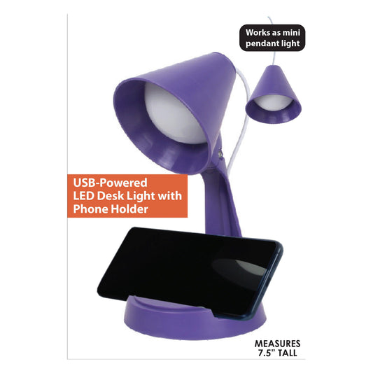 7.5 usb- powered led desk light with phone holder -- 6 per box