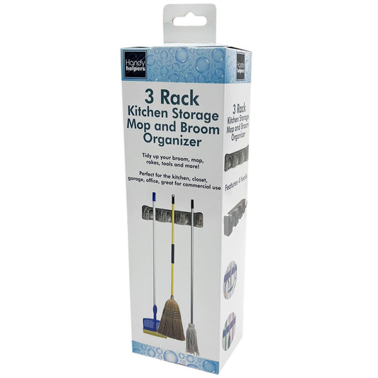 3 rack kitchen storage mop and broom organizer -- 6 per box