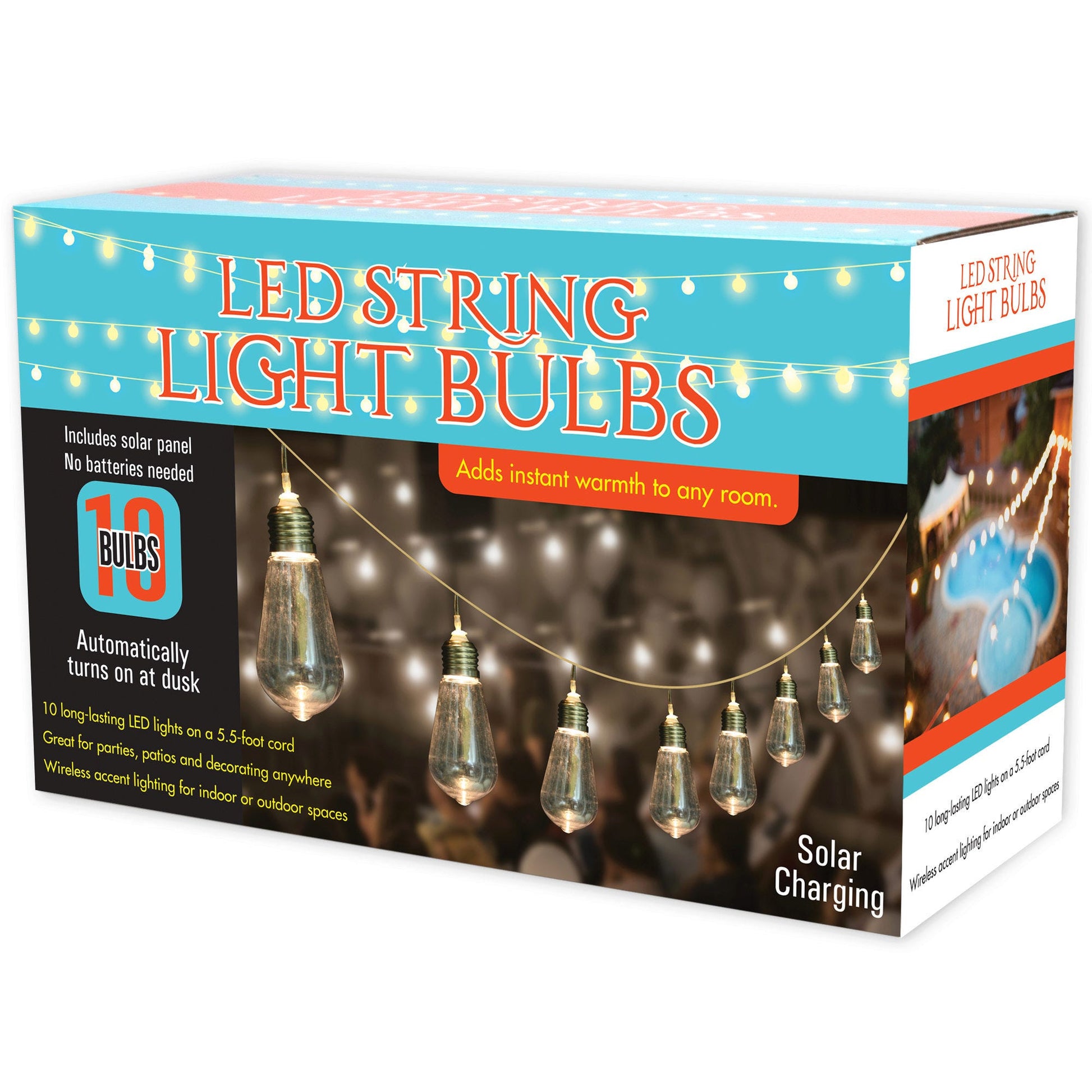 10- bulb solar led string lights -- 4 per box