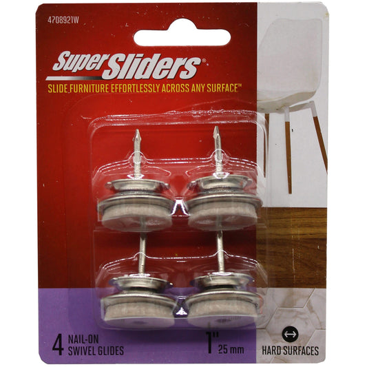 super sliders 4 pack nail on felt oatmeal colored furniture sliders -- 44 per case