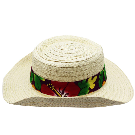 adult beach hat with printed tropical band -- 20 per box