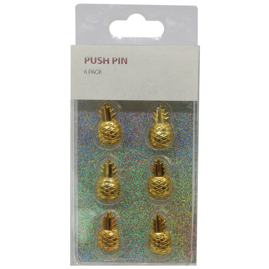 6 pack gold pineapple push pins -- 54 per box