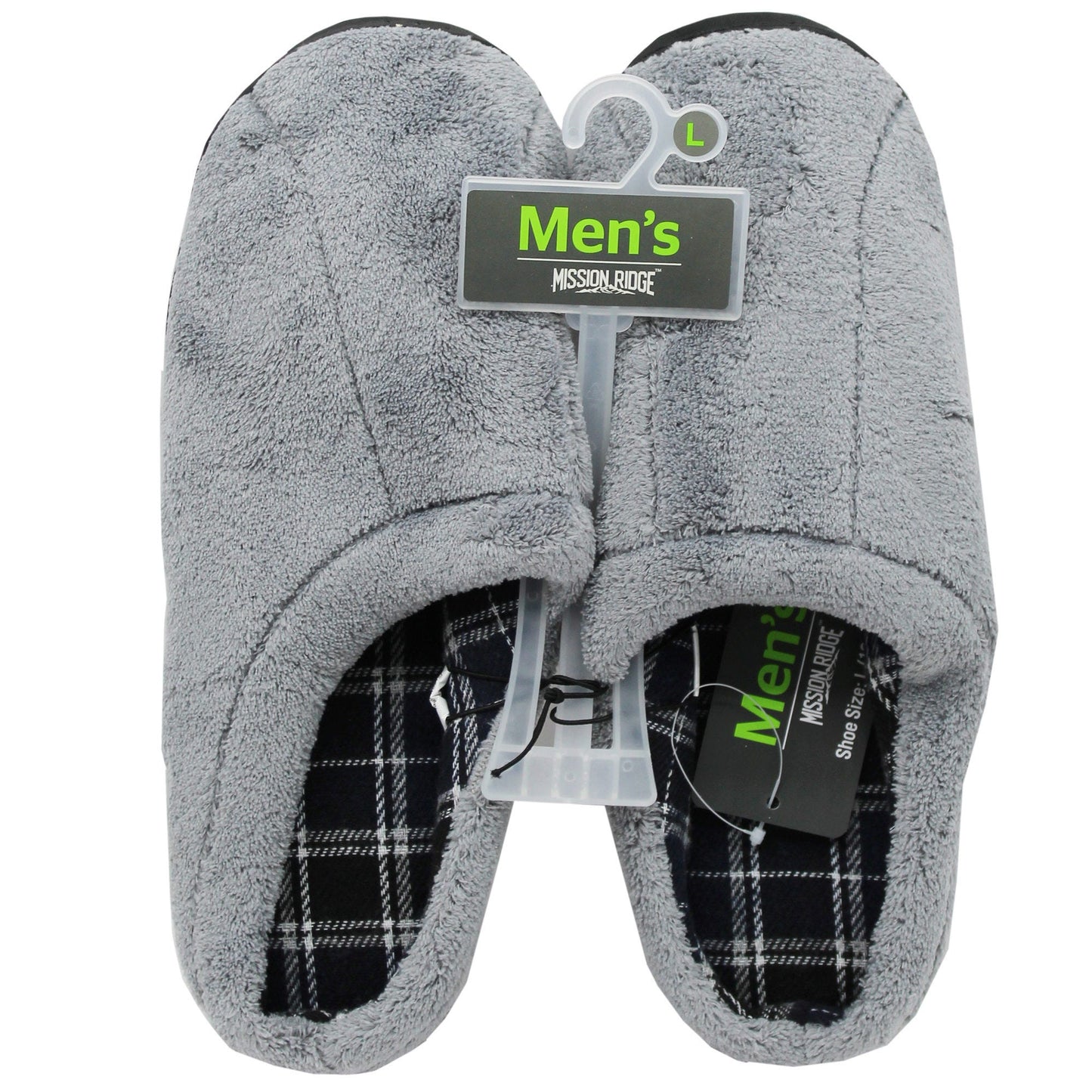 men s large charcoal slippers -- 8 per box