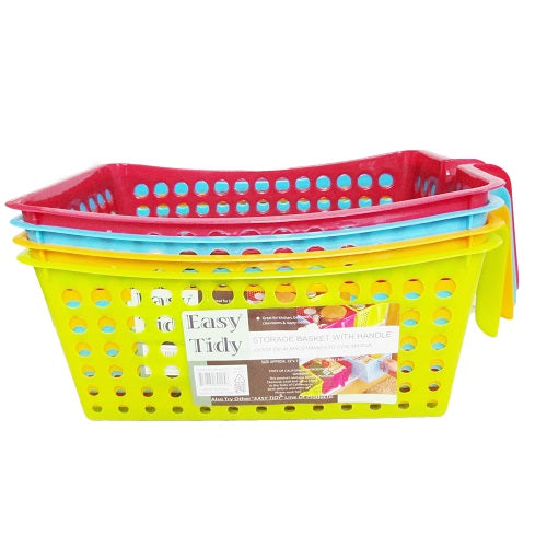 storage basket w- handle 12x7 asst clrs -- 36 per case