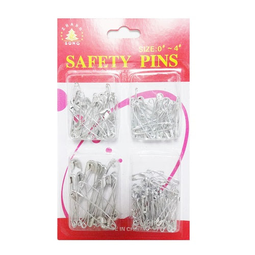 safety pins silver asst sizes -- 12 per box