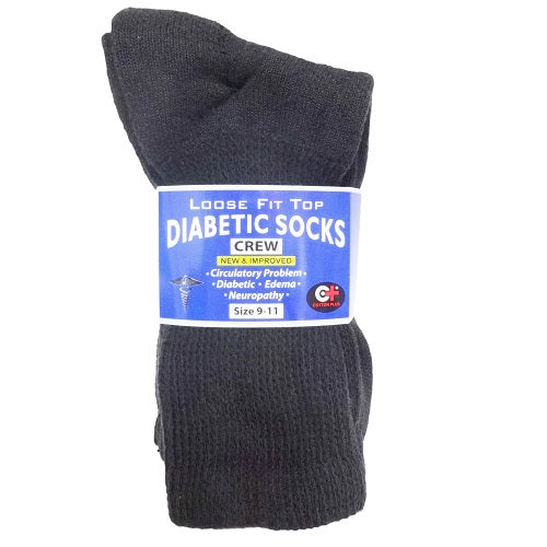 diabetic ankle socks 1pc 9-11 black -- 12 per box