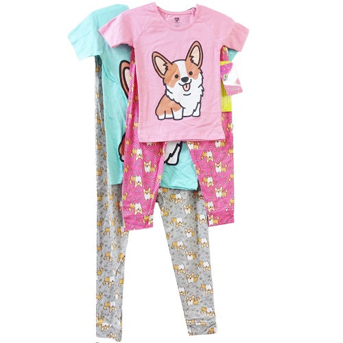 girls pajamas 2pc dog design asst -- 24 per case