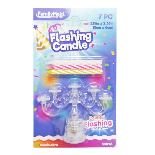 birthday candles 7pc w- flashing holder -- 24 per box