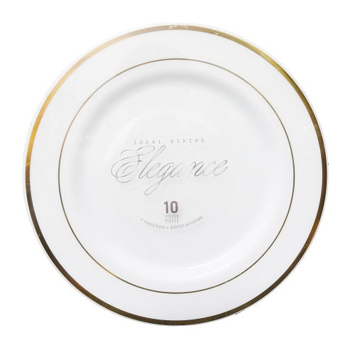 elegance plastic plates 10ct 9in gold ed -- 12 per case