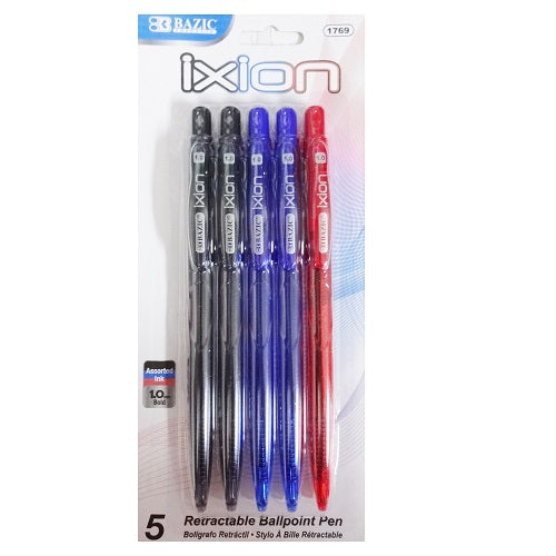 ixion pens 5pk asst clrs -- 24 per box