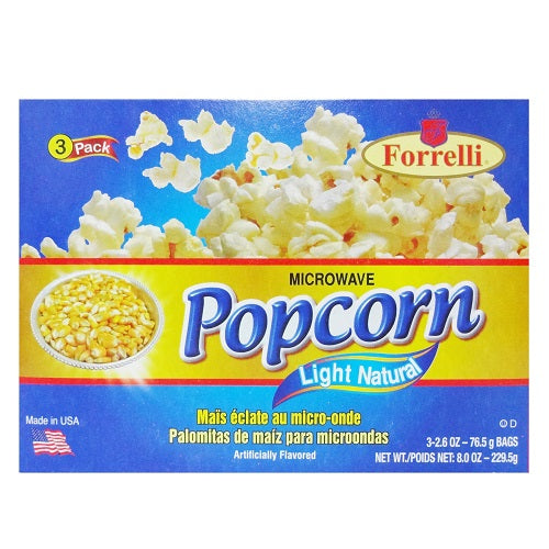 forrelli popcorn light natural 3pk -- 12 per case