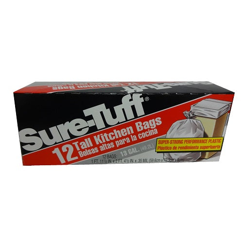 sure tuff tall kitchen bags 12ct 13 gl -- 24 per case