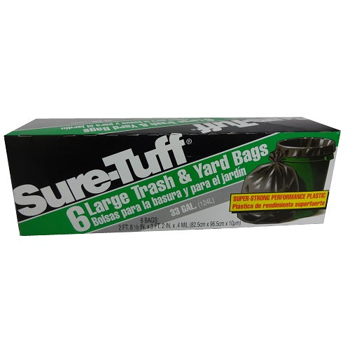 sure tuff trash yard bags 6ct 33 gl -- 24 per case