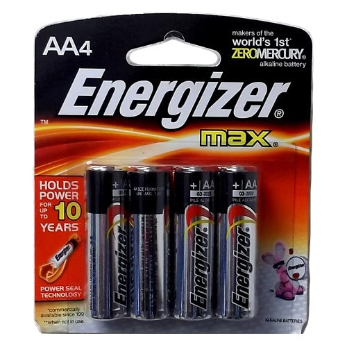 energizer max batteries aa 4pk -- 24 per case