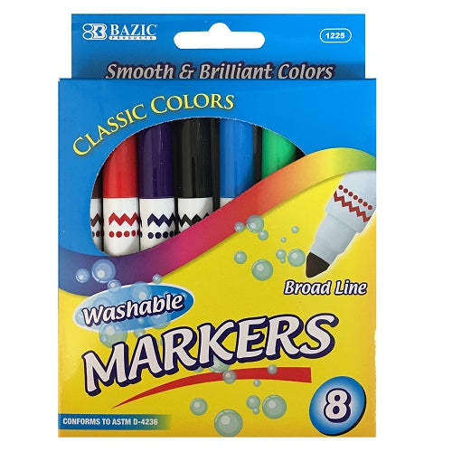 markers washable 8ct asst clrs -- 24 per box