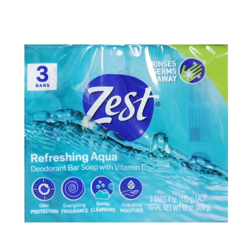 zest bath soap 3pk 12oz aqua -- 12 per case