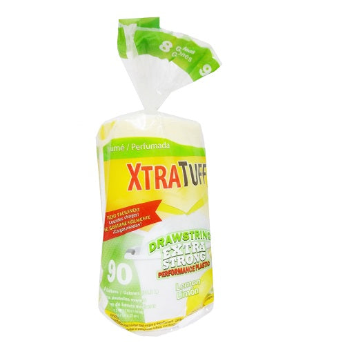 xtra tuff trash bags 90ct 8 gl lemon -- 12 per case