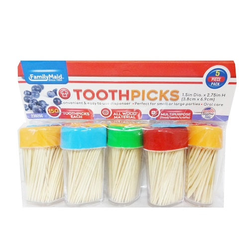 toothpicks 5pk 150pc heart bow top -- 12 per box