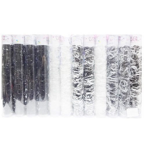 hair elastic bands 2000pc black white -- 12 per box