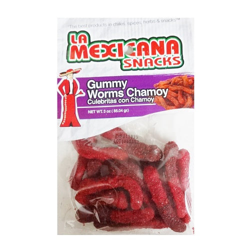 la mexicana gummy worms chamoy 3oz -- 12 per case