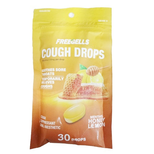 freegells cough drops 30ct honey lemon -- 9 per case