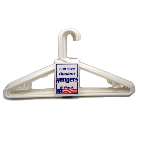 hangers 8pk solid white plastic -- 20 per case