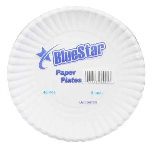 blue star paper plates 40ct 9in white -- 25 per case