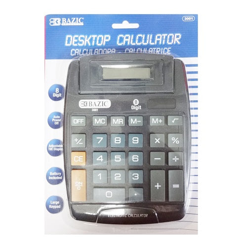 calculator 8- digit black 7in -- 12 per box