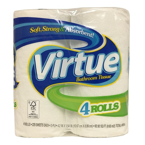 virtue bath tissue 4pk reg 225ct -- 12 per case