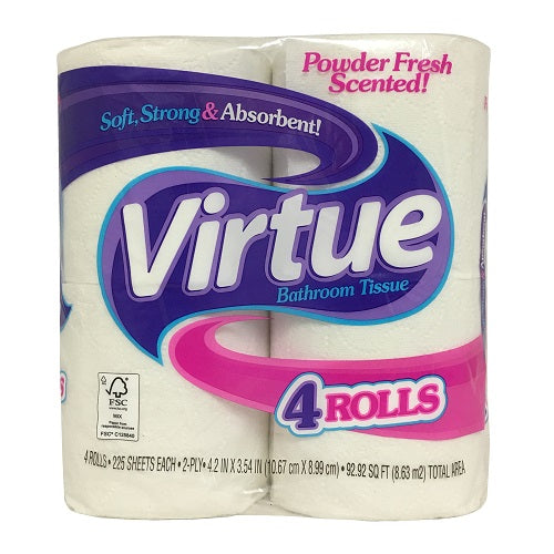 virtue bath tissue 4pk 225ct powder fres -- 12 per case